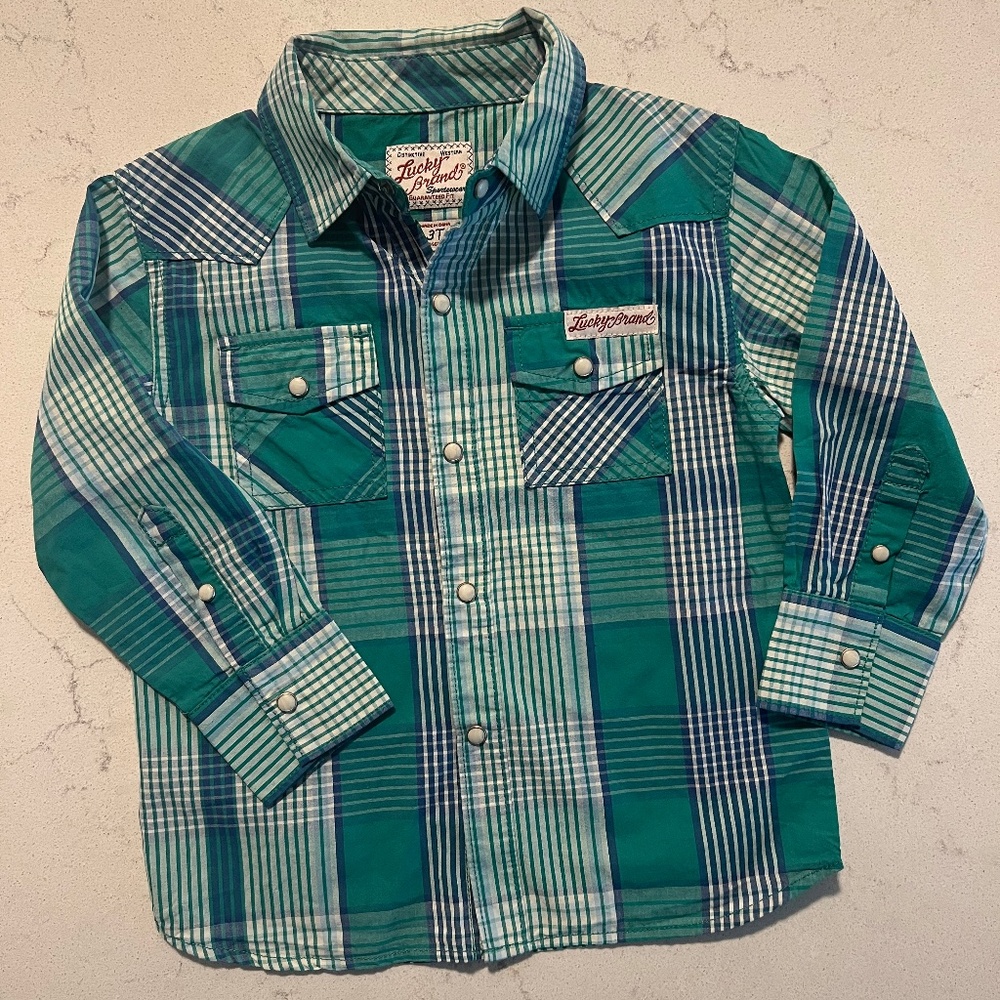 Lucky Brand Boys Button Down Collared Shirt. *Brand New w/ tag